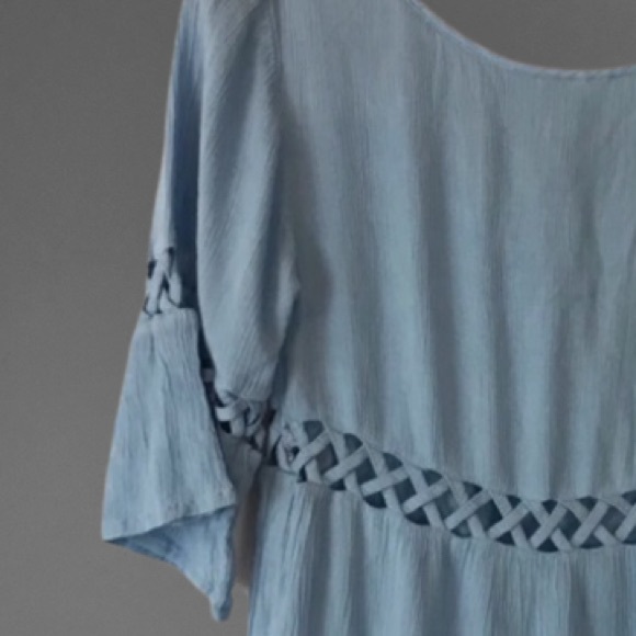 Simply Noelle Blue Cut Out Lined Tiered Babydoll Dress - Picture 6 of 12